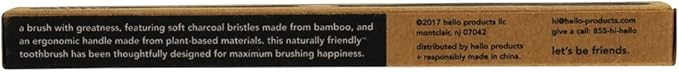 Hello BPA Free Charcoal Bristle Toothbrush - Soft - 1ct Black