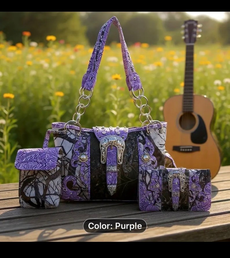 Purple “Weakness” Scripture Purse (2‑Piece Set)