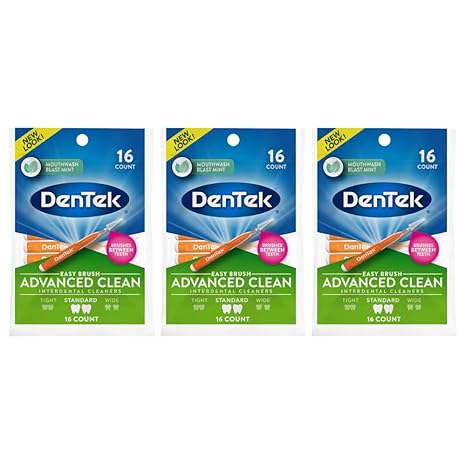 DenTek Easy Brush Interdental Cleaners, Standard, 16 Count, (Pack of 3)