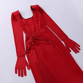 Red Velvet-Look Maxi Dress with Wrap Tie