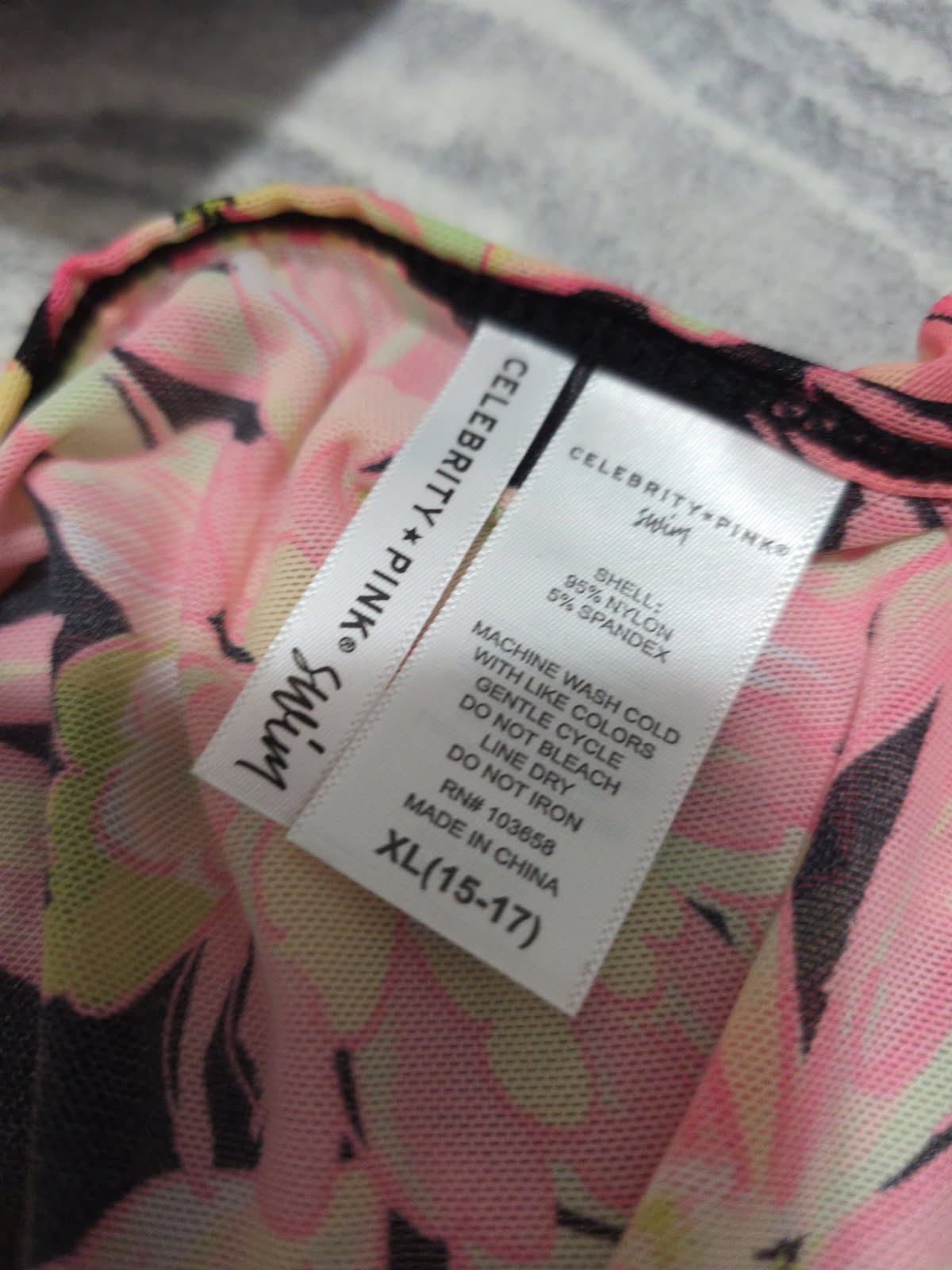 Celebrity Pink Juniors SIZE XL(15-17) Mesh Coverup Top with Short Sleeves, FLORAL