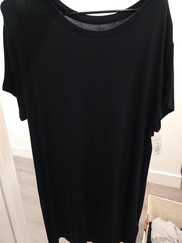 Eileen Fisher Shift T Shirt Dress Oversized Stretch Short Sleeve Black L