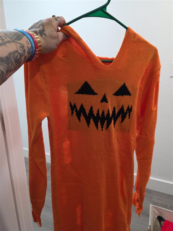 Halloween Crewnecks Sweatshirt Costume Pumpkin Long Sleeve Men Custom Orange T-Shirt