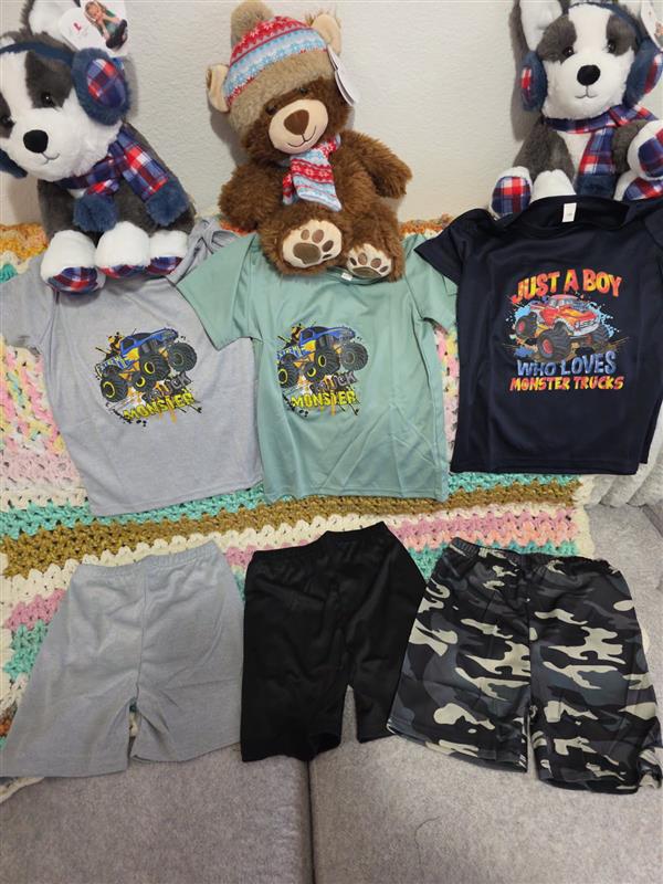 Boy JUST A BOY WHO LOVES MONSTER TRUCKS Truck Print Casual Round Neck T-shirt, Casual Sporty Tee, Summer Gifts