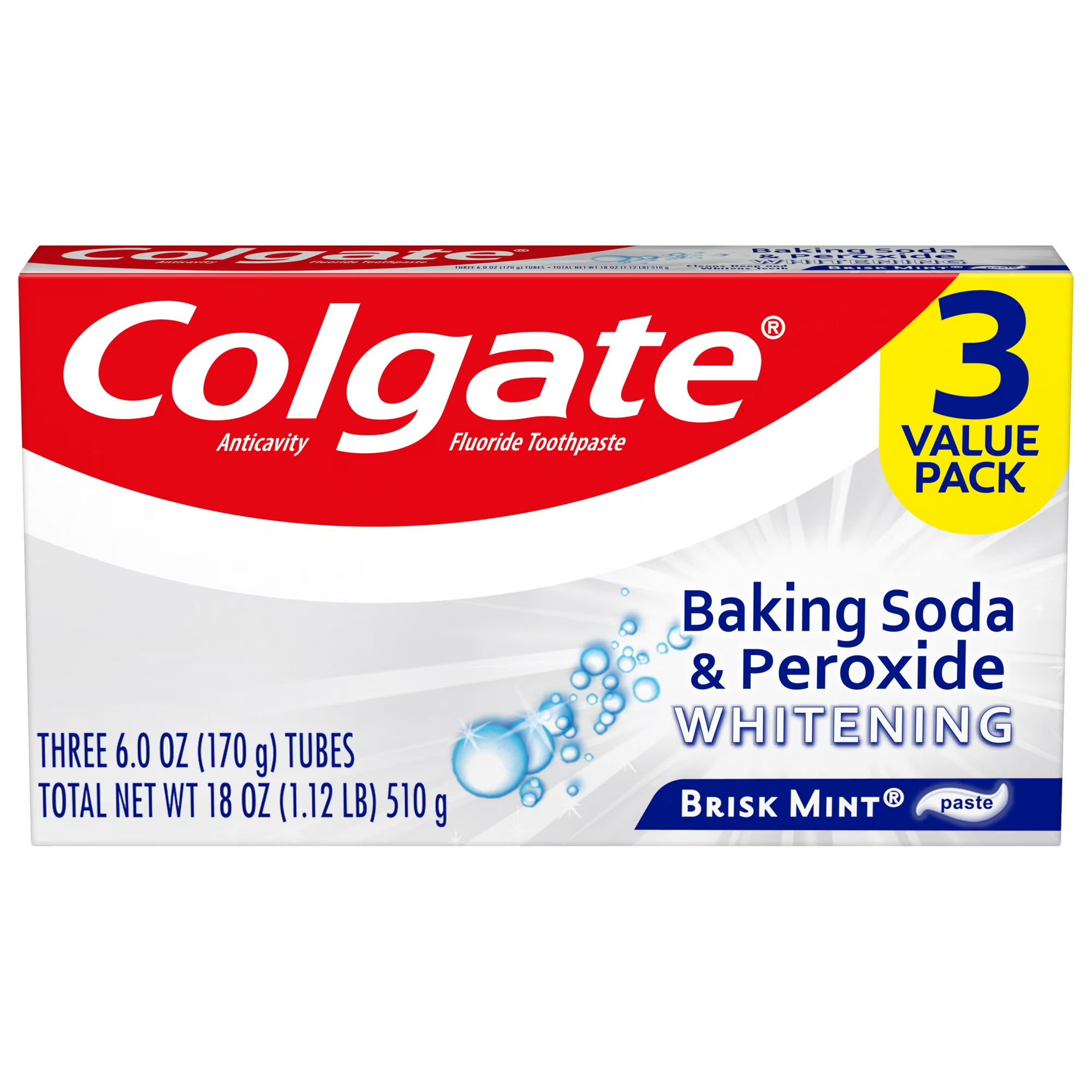Colgate Baking Soda & Peroxide Whitening Toothpaste â€“ Brisk Mint (6 oz)