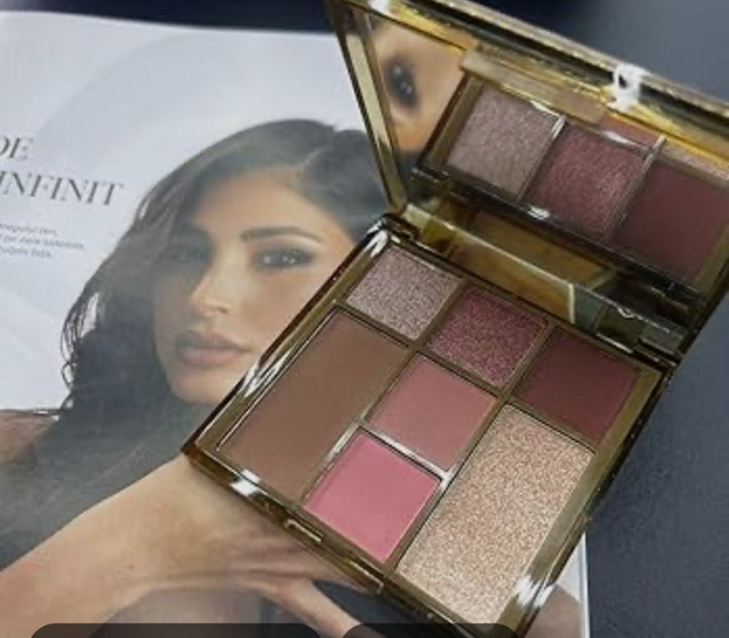 Radiant simplicity, pharmacy, infinite palette, bronzer, blush, and highlighter all in one