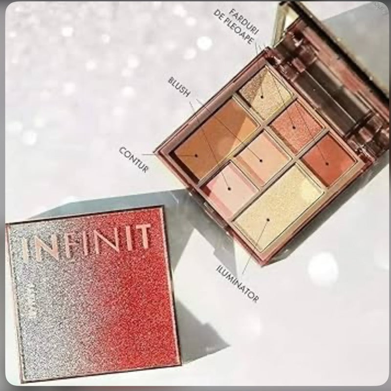 Radiant simplicity, pharmacy, infinite palette, bronzer, blush, and highlighter all in one