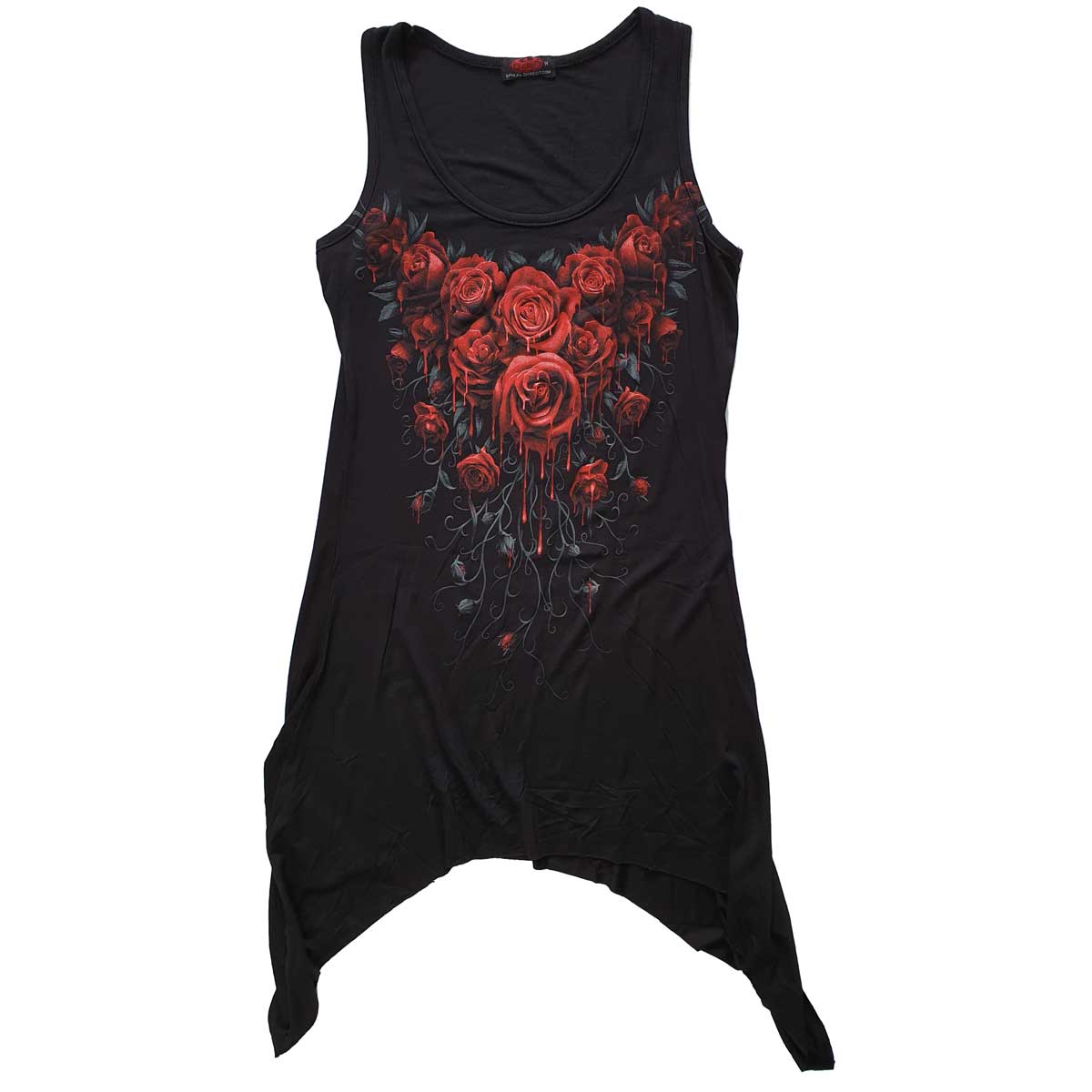 Goth Rose Print Cami & Black Pants Set - XL