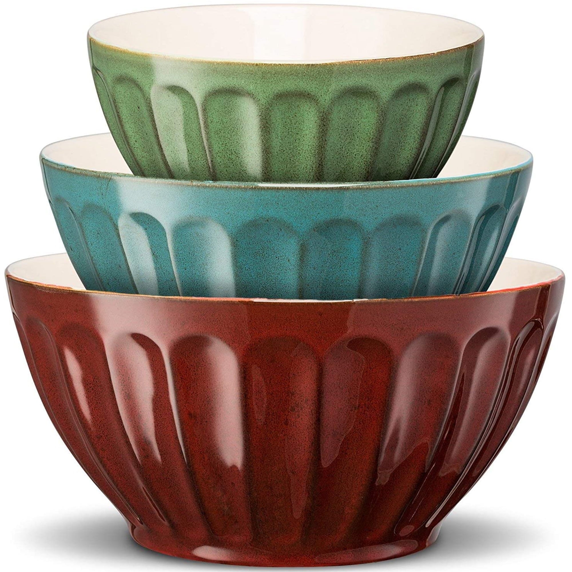 Pampered Chef 3‑Piece Nesting Mixing Bowl Set teal