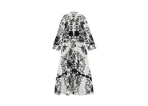Black & White Script Print Zip-Front Shirt Dress - XL