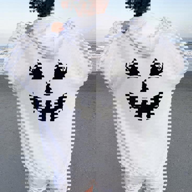 White Pumpkin Face Distressed Hoodie Dress - L