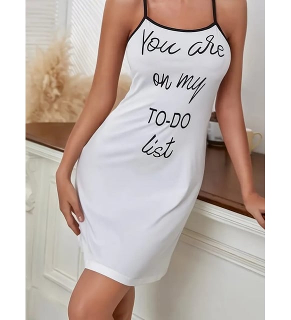 Silky Black Nightgown “You Are On My To-Do List” - XL
