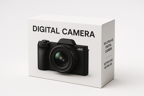 The box says digital camera and on the side it says 4K ultra D digital camera better care better life