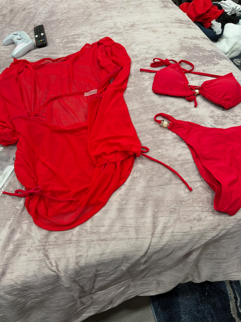 Bikinis Set Raceback Front Ties Scrunch Bottom Swimsuit Size 38D